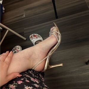 Elegant Gold Strappy Heels